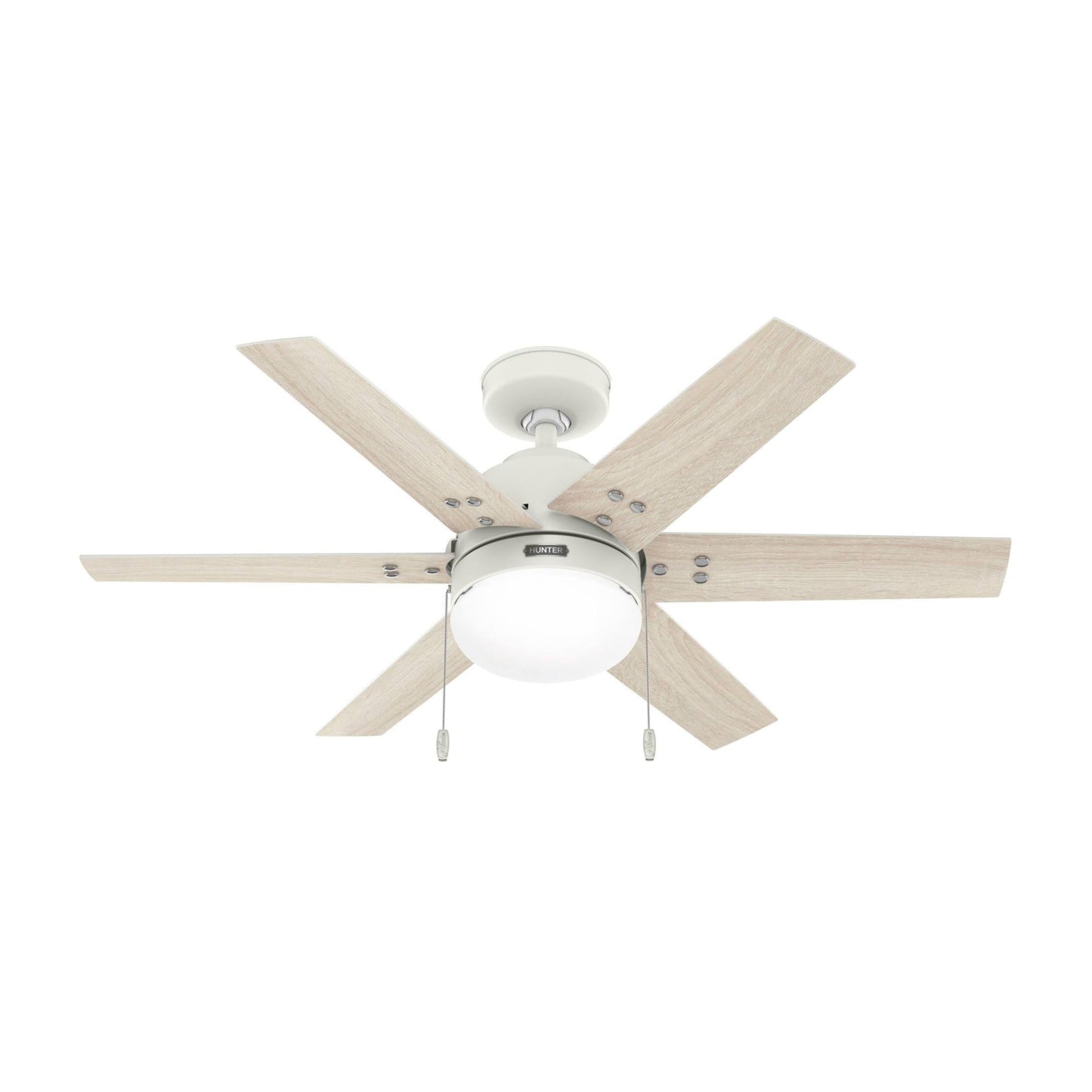 Hunter Fan 44 inch White Indoor Ceiling Fan with Light, Small Ceiling Fan with Pull Chain, 6 Blades for Kids Room, Bedroom, Office or Kitchen