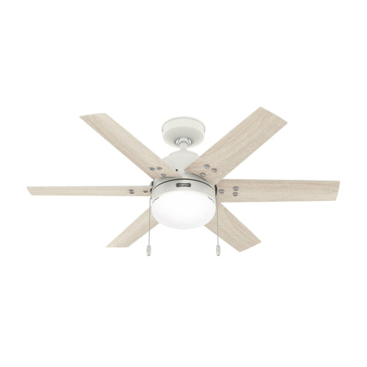 Hunter Fan 44 inch White Indoor Ceiling Fan with Light, Small Ceiling Fan with Pull Chain, 6 Blades for Kids Room, Bedroom, Office or Kitchen