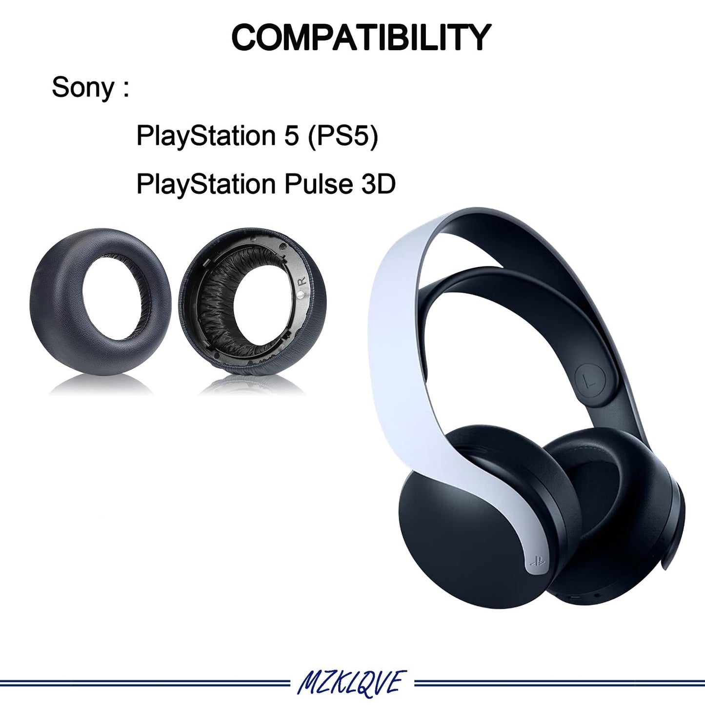 PS5 Ear Pads - Replacement Earpads Ear Cushions for Sony PlayStation 5 Pulse PS5 3D Wireless Headset(Black)