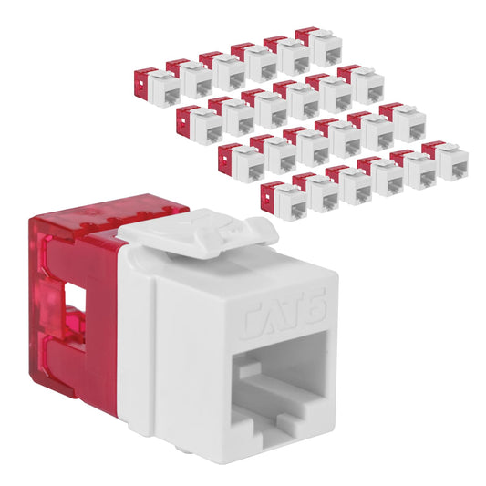 ICC CAT6 Keystone Jack with Slim Profile 180 Degree Punch Down, RJ45 UL Listed PoE++ TAA Compliant for Wall Plate or Patch Panel, Works with JackEasy