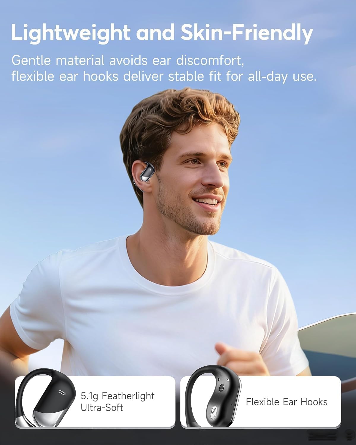 Ultra Open Ear Headphones, Over Ear Bluetooth Bone Conduction Earbuds