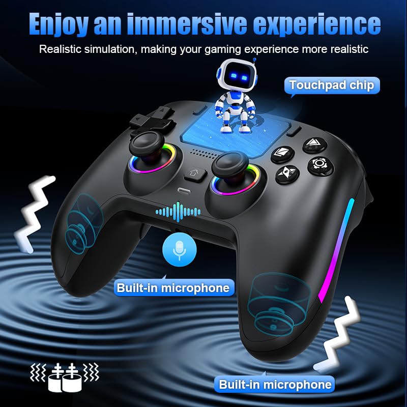 Wireless Pro Controller For PS5/PC/MAC/iOS/Android/Steam Deck, Gamepad with RGB Lights/Hall Effect Joystick Trigger/Vibration/switchable