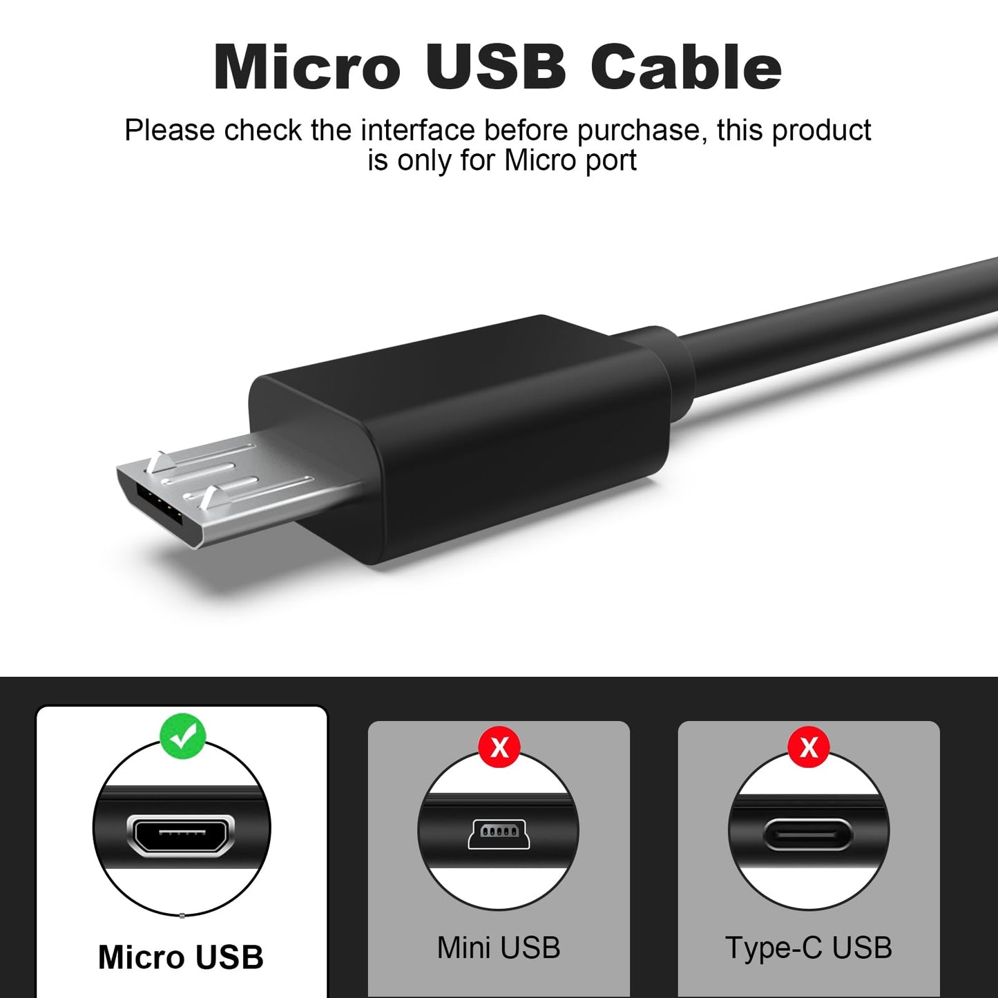 QC35 Charging Cable Compatible with Bose QuietComfort 35, QC35 II, QC25, QC20, QC20i & SoundLink Around Ear Wireless Headphones, Micro USB Charging