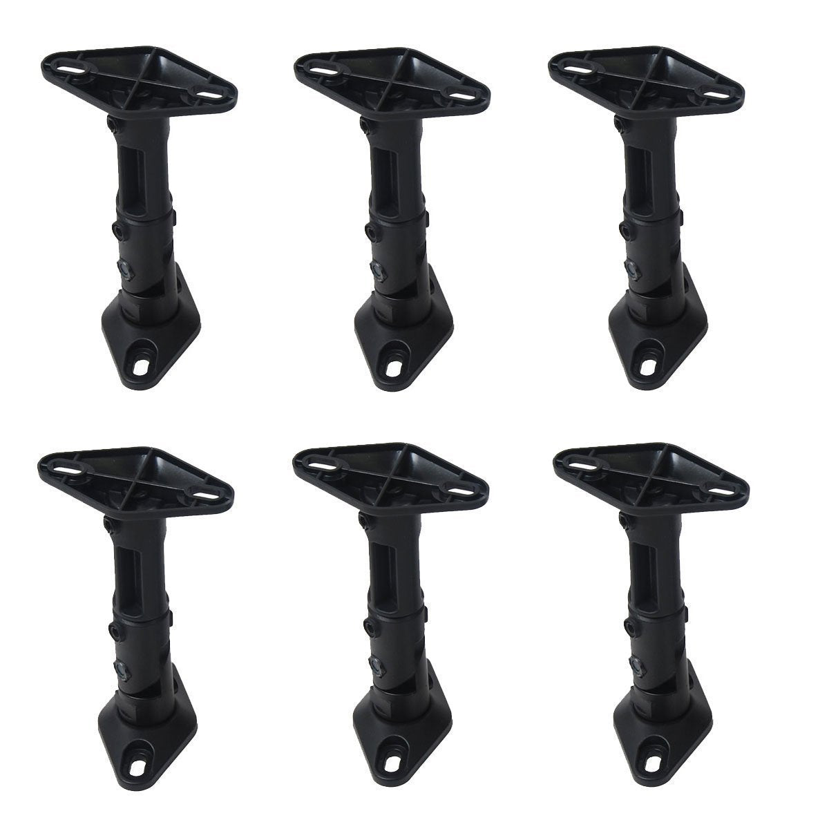 VideoSecu 6 Black Universal Satellite Studio Speaker Mounts/Brackets for Walls and Ceilings 1UP (Black, 6 Pack)