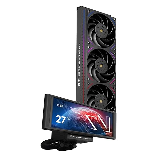 Thermalright Trofeo Vision 360 ARGB Black CPU AIO Cooler,6.86-inch LCD Long Screen High-Performance 360mm Water-Cooled Radiator,IPS LCD Screen