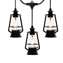 Festive Living 10 Light LED Flicker Flame Plastic Oil Lamp String Set, 20ft Black Wire - Indoor/Outdoor Vintage Flame Effect