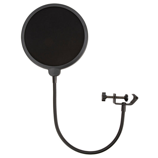 Clef Audio Labs Microphone Pop Filter with Dual Layered Wind Screen Shield, Flexible 360° Gooseneck Stabilizing Arm, and Heavy-Duty Desktop Clip for
