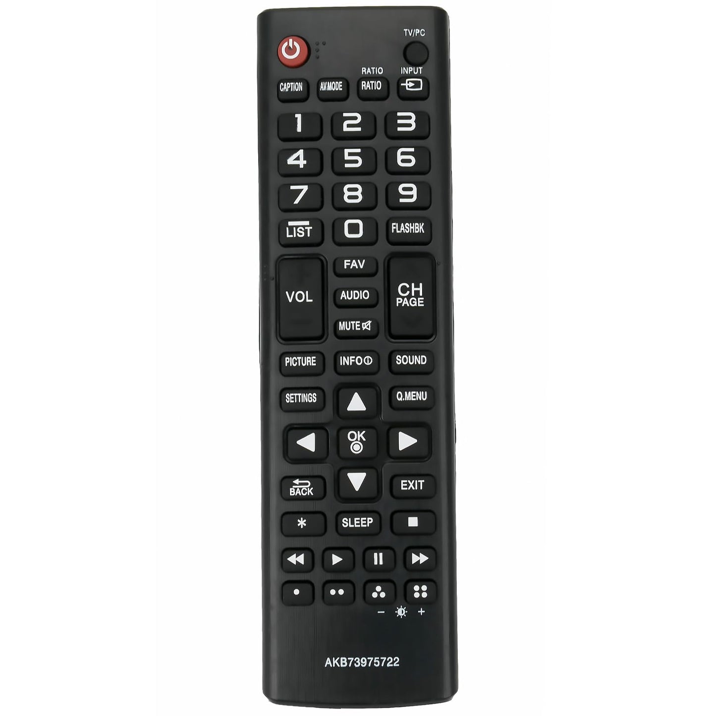 AKB73975722 TV Remote Control Replacement fit for LG LED HDTV 22LB4510 22LH4530 24LF4520 29LB4510 28LF4520 28LF4520WU 28LF4520-WU 24LB4510-PU 24LB451B