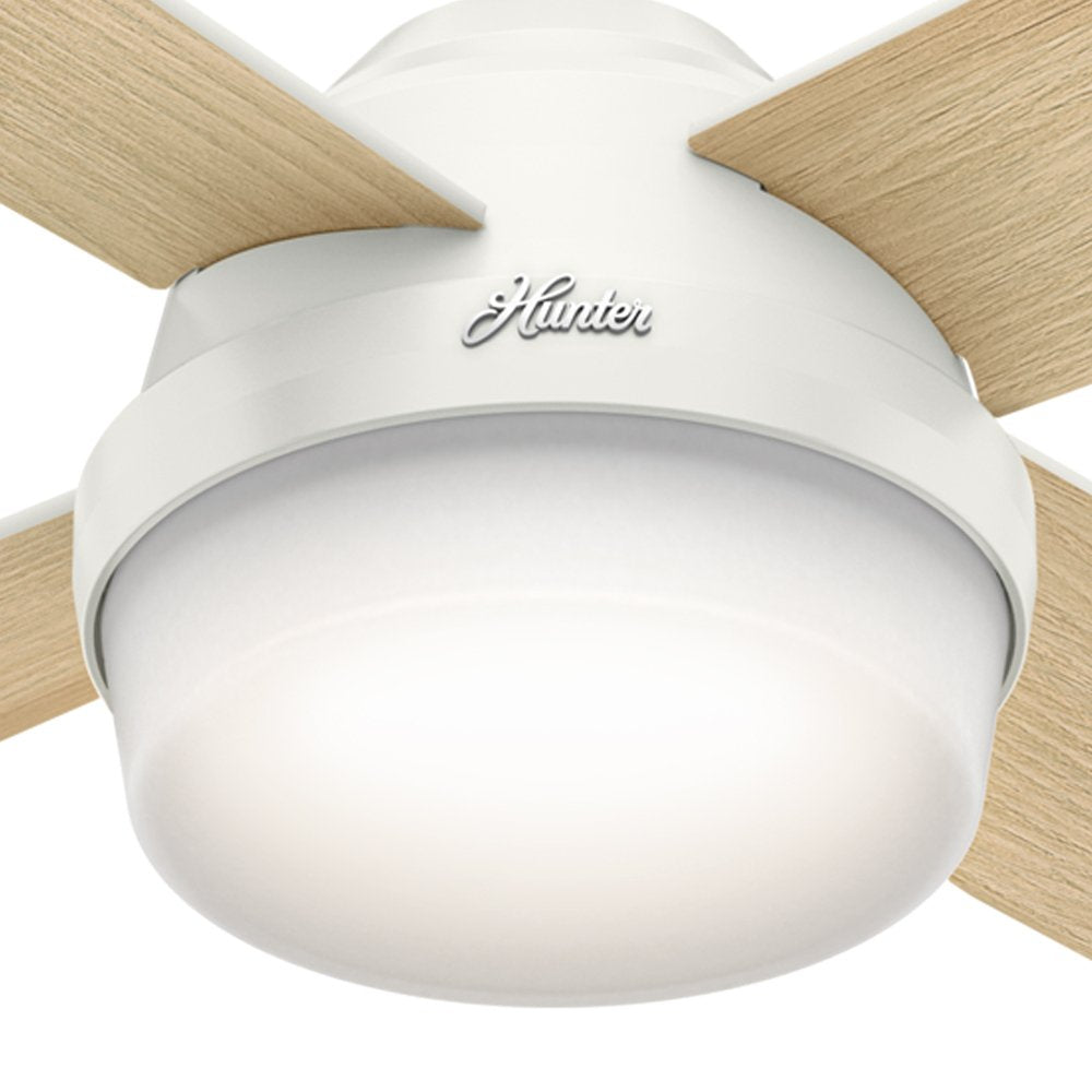 Hunter Fan 52in Fresh White Contemporary Ceiling Fan with LED Light Kit and Remote Control (Renewed)