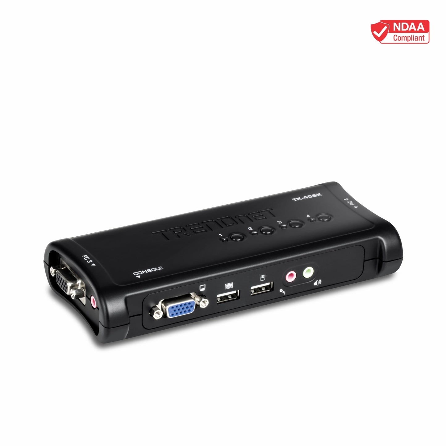 TRENDnet 4-Port USB KVM Switch Kit with Audio, TK-409K, Control Up to 4 Computers, Windows, Linux, Mac OS Compliant, 2048 x 1536 VGA Resolution, NDAA
