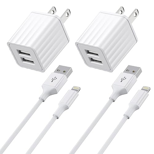 iPhone Charger,[Apple MFi Certified] Fast iPhone Charger 2PACK 6FT Lightning Cable Cord Fast Charging Dual 2 Port Plug USB Wall Charger Compatible