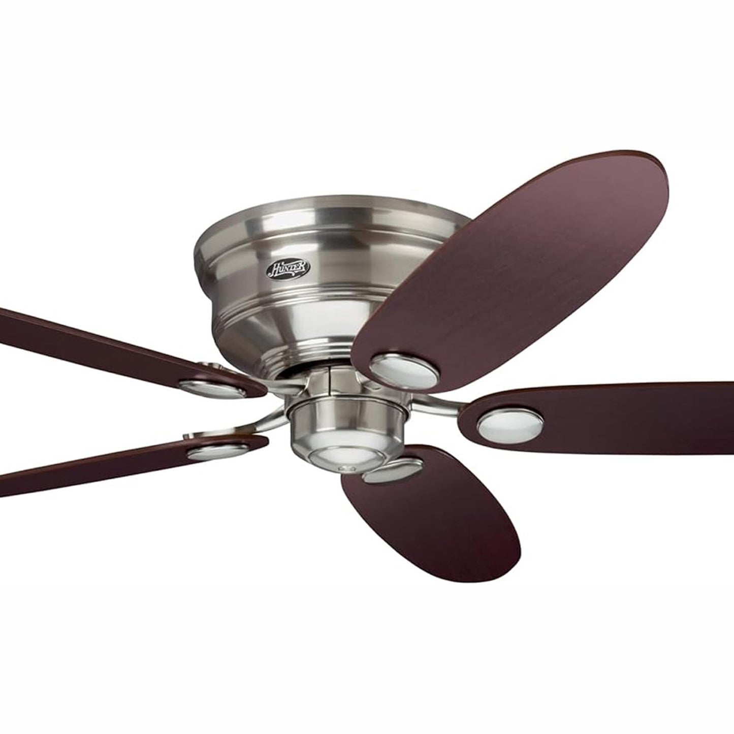 Hunter Fan 52 inch Low Profile Brushed Nickel Indoor Ceiling Fan with Pull Chain for Bedroom, Large Room/Great Room, Dining Room, Kitchen, Office