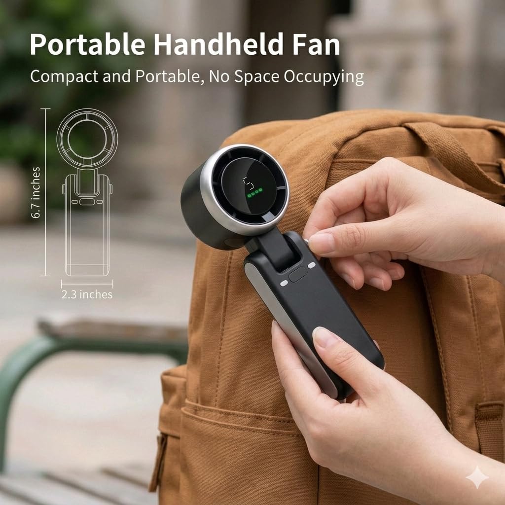 PMIAU Portable Mini Fan 5000mAh (15hours) Rechargeable USB Desk Fan, 5 Speeds Personal Cooling Fan, 6.7 in Compact Quiet Fan for Office, Bedroom