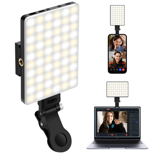 Selfie Light Portable Phone Light, Eagerey 60 LED Rechargeable Fill Lights with Front & Back Clip, CRI 95, 3 Modes, Clip on Lights for TikTok