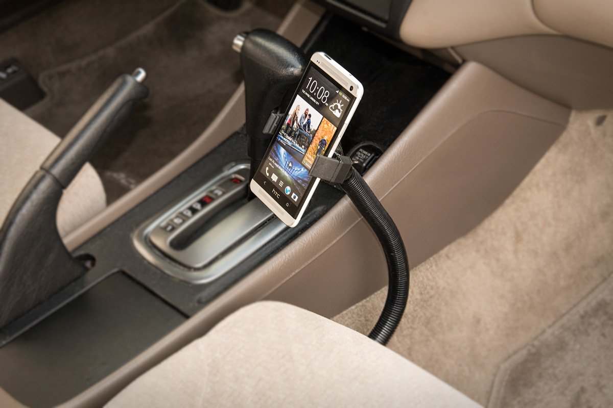 ARKON Mounts Mobile Grip 2 Phone Holder with Car Seat Rail or Floor Mount, For Cars and Trucks, High-Strength Flexible Arm, Compatible with iPhone