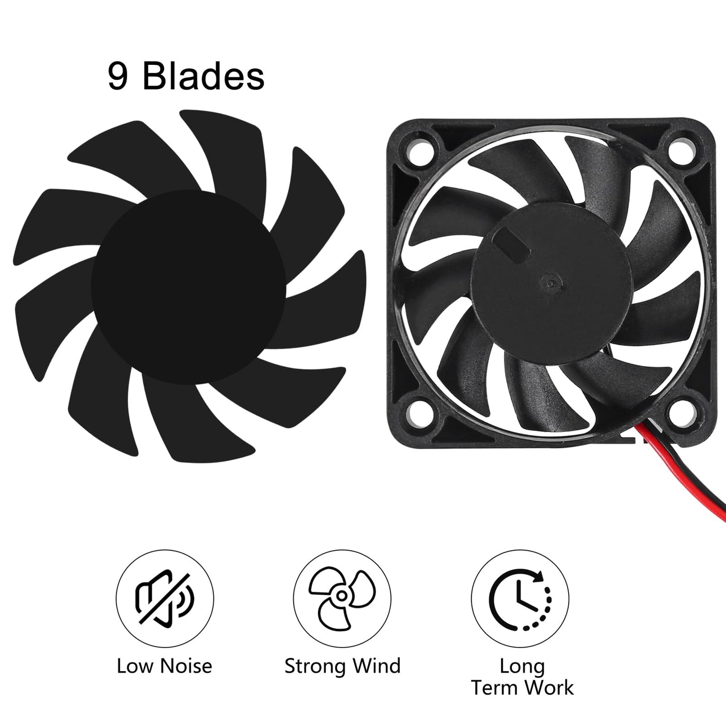 6PCS DC 12V Cooling Fan 50x50x10mm Computer Fans 5010 DC Silent Brushless Computer Fan for 3D Printers(5010 12V 2 PIN)