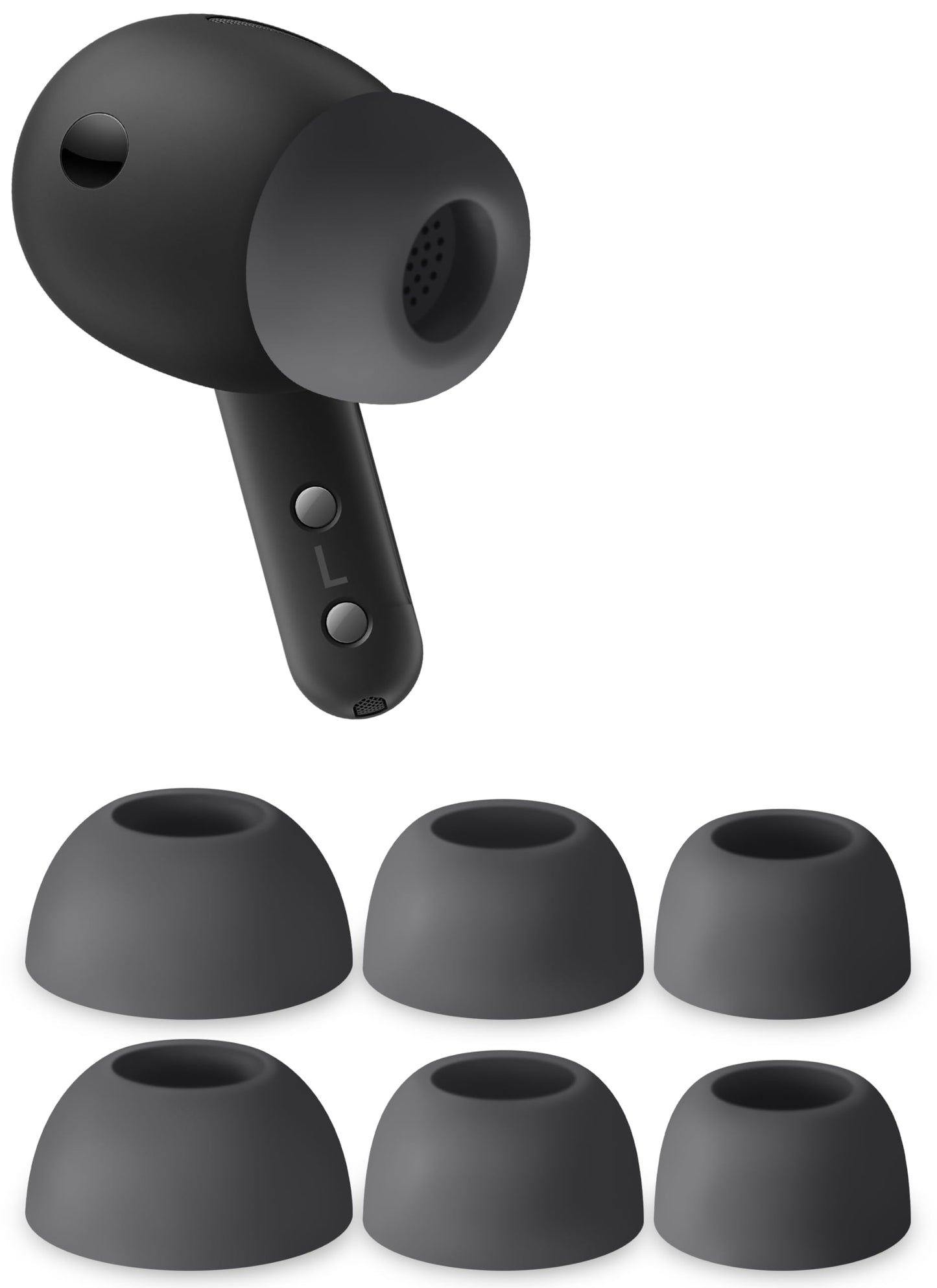Geiomoo Silicone Ear Tips for Samsung Galaxy Buds 4 Pro, Samsung Galaxy Buds 3 Pro, Replacement Eartips Earbuds Earpads (Dark Gray, S/M/L)