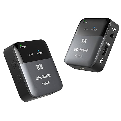 MELONARE PM-2S Portable Wireless in Ear Monitor System, Mono/Stereo Switch, Wireless Audio Transmitter and Receiver, 24bit/48kHz Audio, OTG Input, IEM