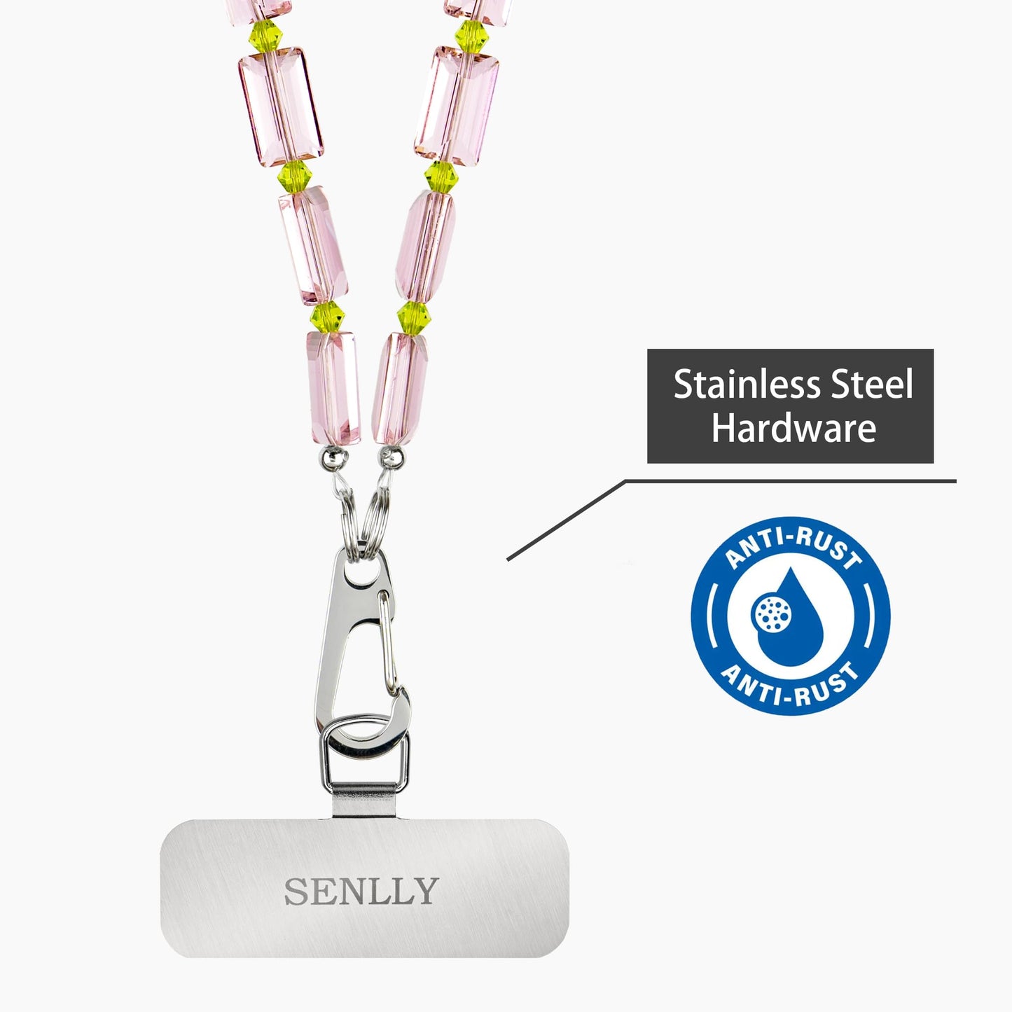 SENLLY Wristlet Phone Lanyard Charm, Selected K9 Crystal Wrist Strap, Use Stainless Steel Hardware, Jewel Gift for Women