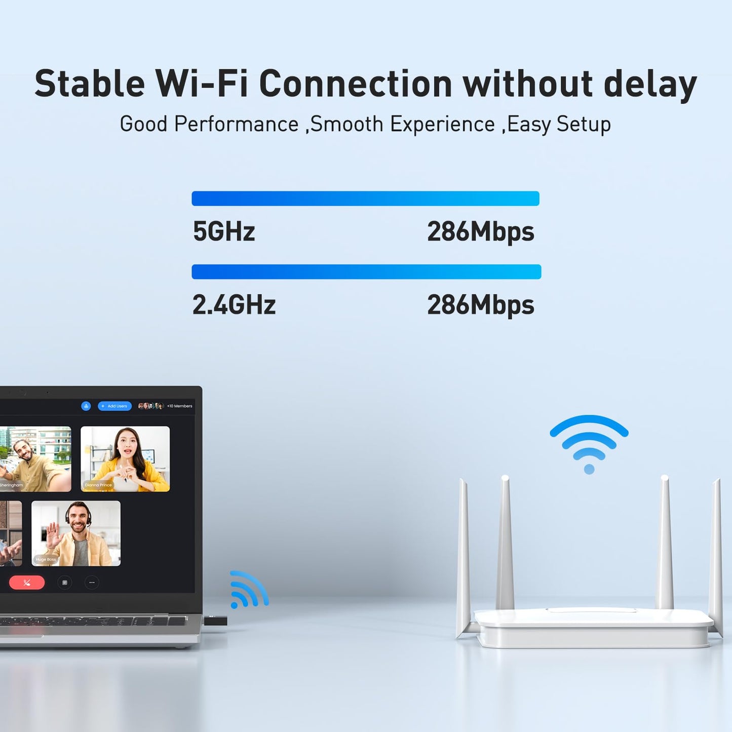 CY-SUZON USB WiFi Adapter for Desktop PC, AX600 USB WiFi 6 Adapter with 5GHz/2.4GHz Dual Band, Bulit-in Driver for Windows 10/11 (AX600-MINI)