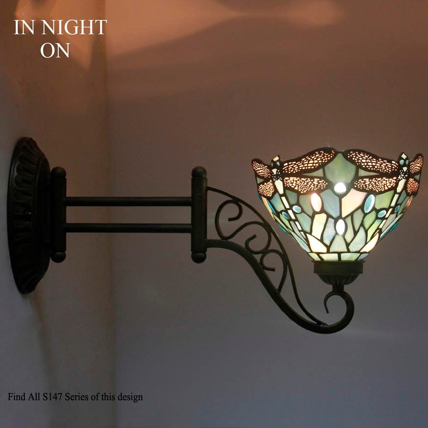 WERFACTORY Tiffany Wall Sconce Lamp Plug in Swing Arm Up Down Light