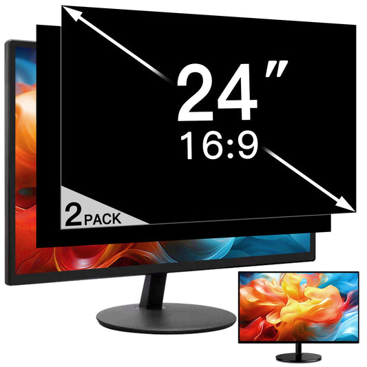 2 Pack 24 Inch Privacy Screen for Computer Monitor 16:9 Aspect Ratio, Eye Protection Anti Glare Computer Screen Cover, Removable Anti-Scratch Computer