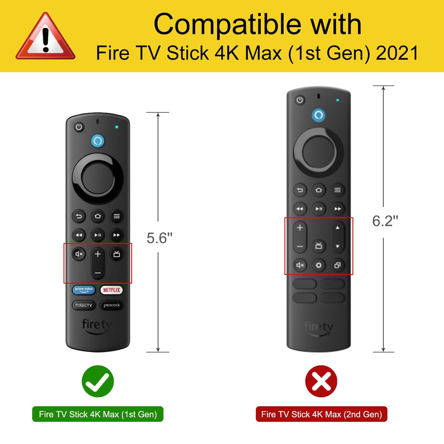 CaseBot Remote Case for Fire TV Stick HD/4K/4K Max (1st Gen)/Fire TV Stick (3rd Gen)/Lite - Anti-Slip Shockproof Silicone Cover for Alexa Voice Remote
