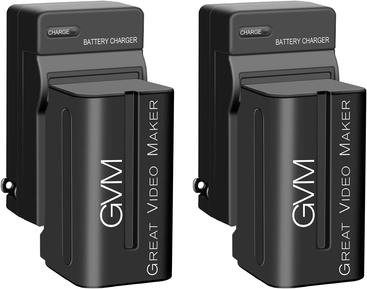 GVM 2 Pack NP-F750 Replacement Batteries and Chargers for NP-F975, NP-F960, NP-F950, NP-F930, NP-F770, NP-F750, NP-F550, DCR, DSR, HDR, FDR, HVR, HVL