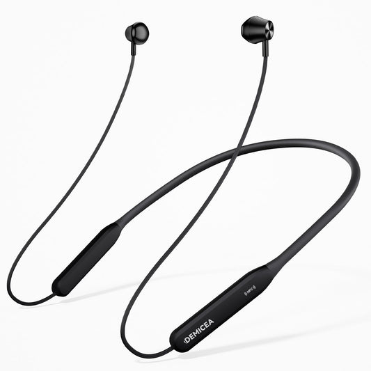 DEMICEA Bone Conduction Headphones, Neckband Headphones for Anti-Drop, 7H Listening Time, Neck Earbuds with Noise Isolation Mic, for Meeting, Running…