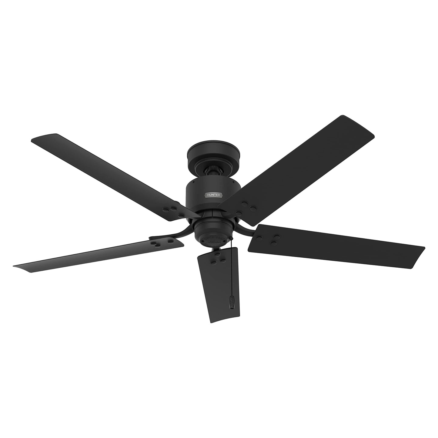 Hunter Fan 52 inch Casual Matte Black Indoor/Outdoor Ceiling Fan with 5 Blades and Pull Chain (Renewed)