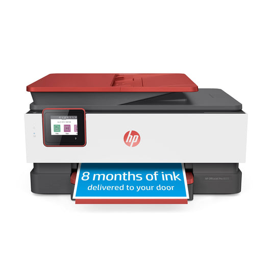 HP OfficeJet Pro 8035e Wireless Color All-in-One Printer (Coral) with up to 12 Months Instant Ink (1L0H8A) (Renewed Premium)