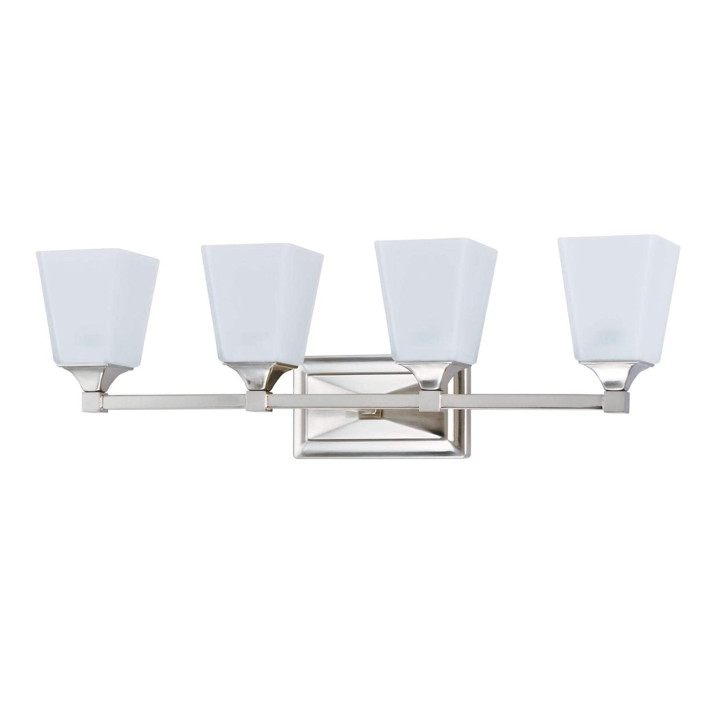 Ultralux 27 inch 4-Lamp Traditional LED White Frosted Glass Sconce Vanity Wall Mount Light Fixture, 560 Lumens 3000K, Brushed Nickel for Kitchen