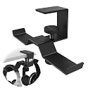 6amLifestyle Under Desk Dual Headphone Hanger, Metal Headset Stand Gaming Earphone Holder Universal Clamp on Desk Hanger Hook for All Headsets, Black