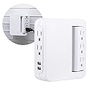GE Pro Side-Access Swivel Surge Protector, 5-Outlet Extender with 2 USB Ports, Wall Tap Adapter, Charging Station, 3-Prong, 560 Joules, 2.4 AMP/12