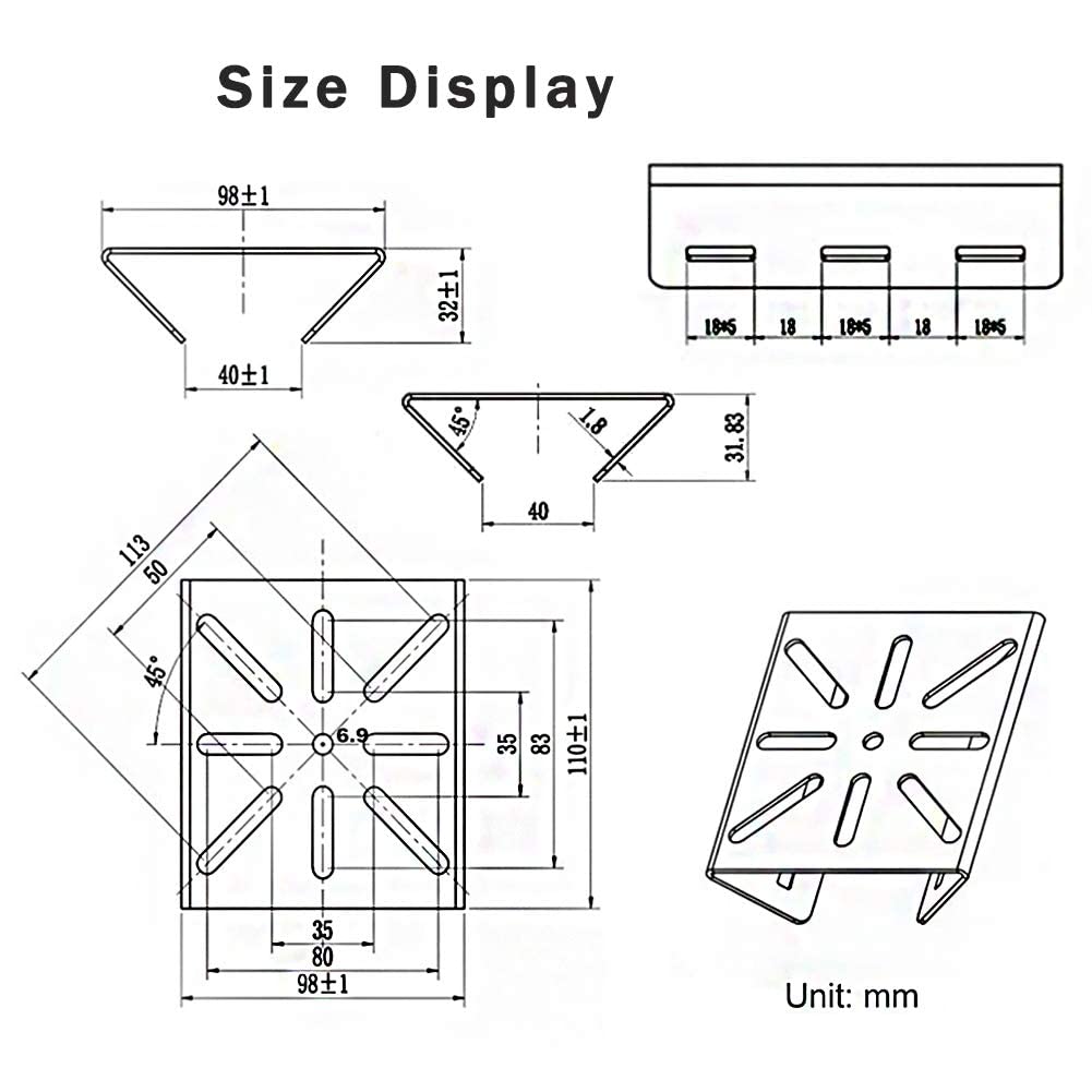 Universal Vertical Pole Mount Adapter Bracket for CCTV Security Camera PTZ Dome Vertical Pole Mounting Bracket Black with 4 Loops