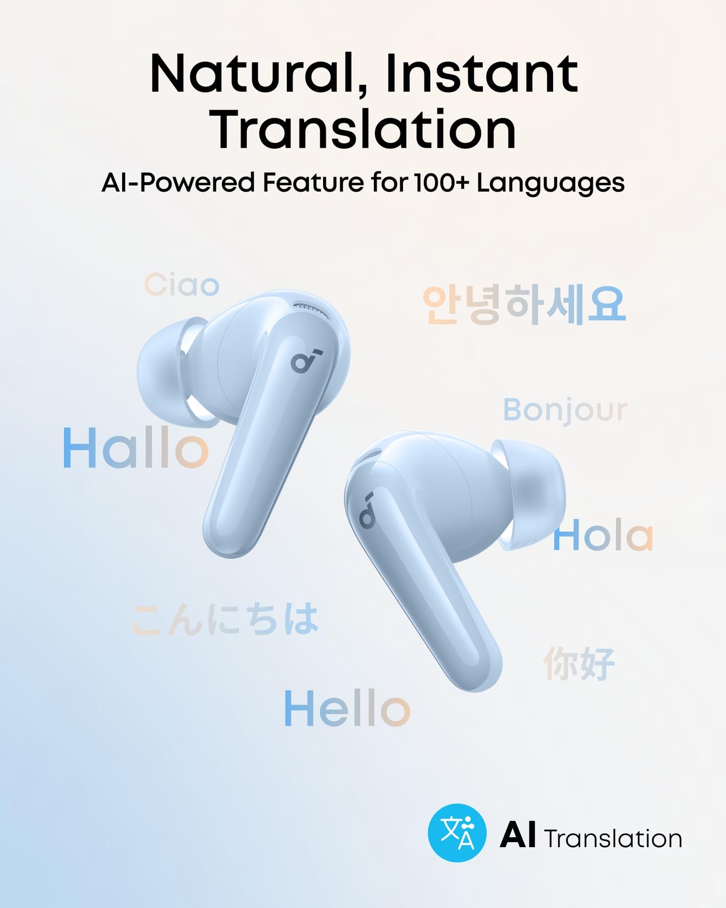 Soundcore P31i by Anker Translation Earbuds with Real-Time Adaptive ANC