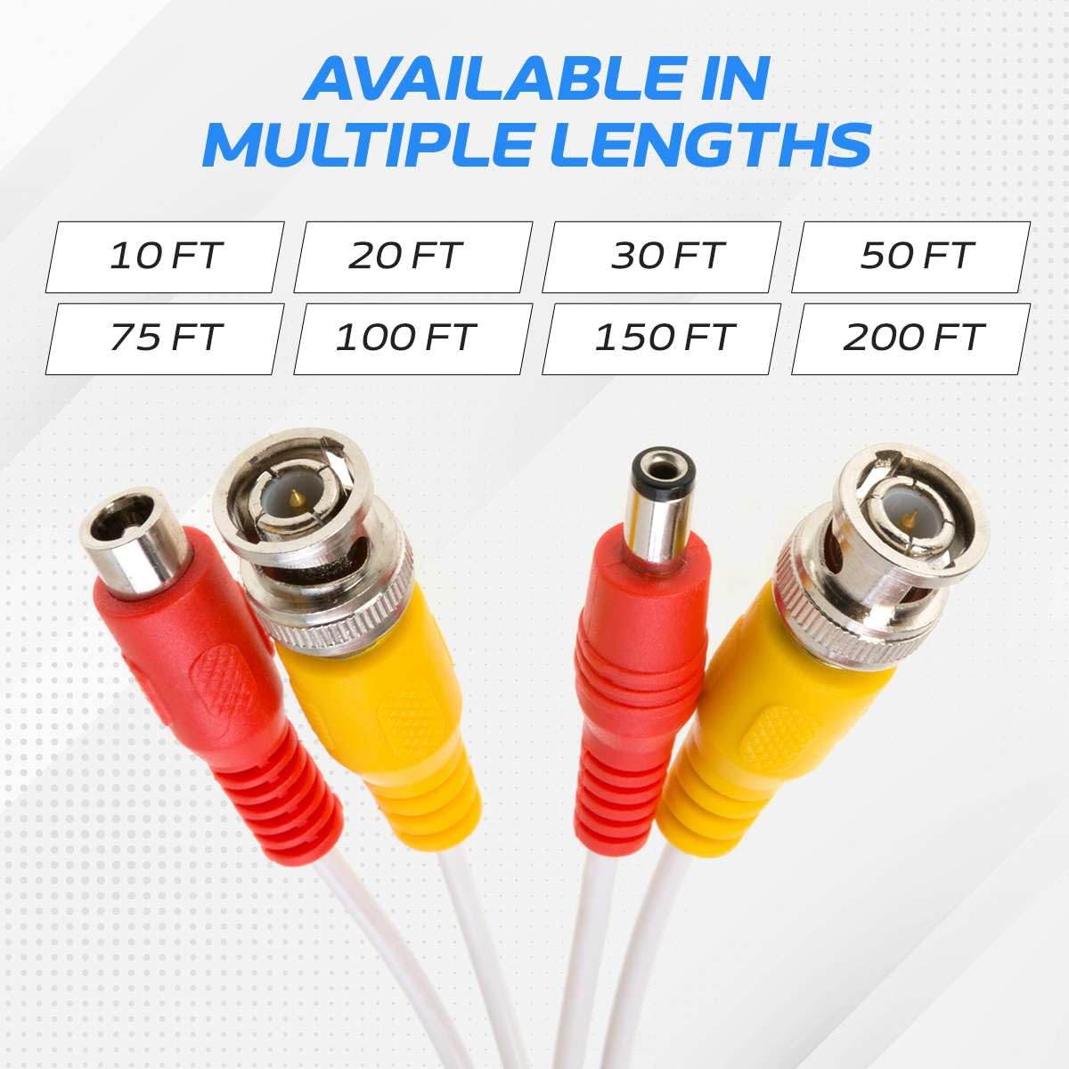 Cables Direct Online 100FT White Premade BNC Video Power Cable Extension Wire for CCTV, Security Camera, DVR, Surveillance System, All in One Plug