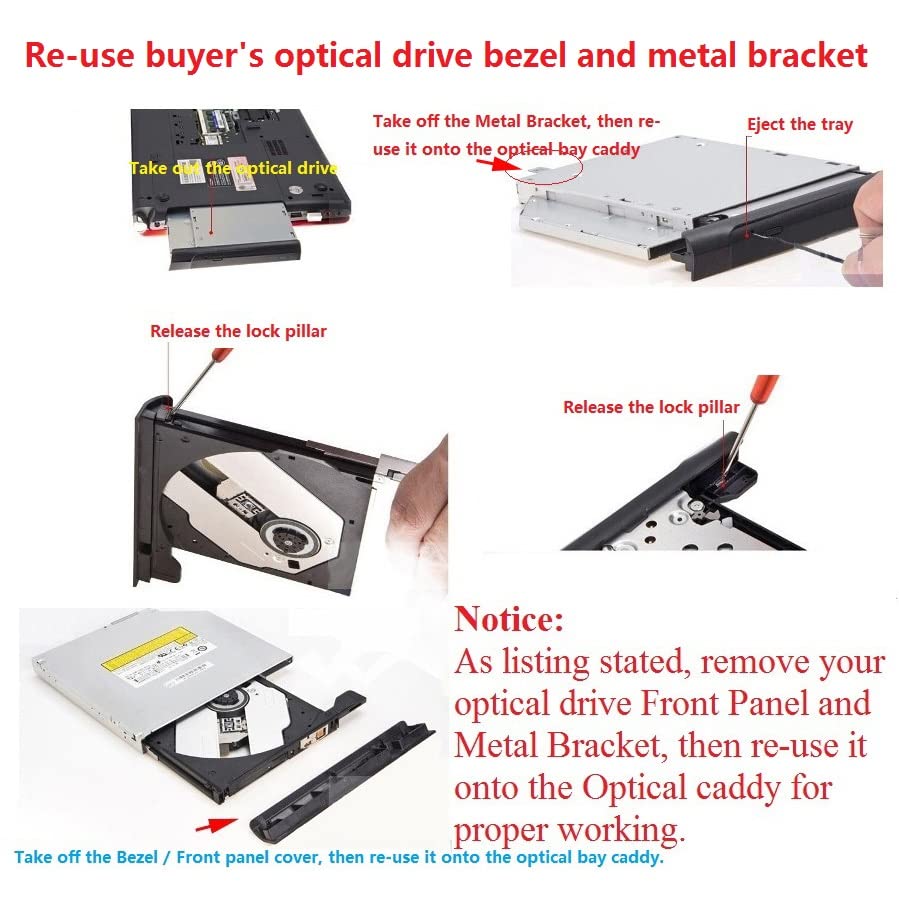 DY-tech New SATA 2nd Hard Drive HDD SSD Caddy for HP Envy dv7-7201tx dv7-7212nr dv7-7230us dv7-7243cl