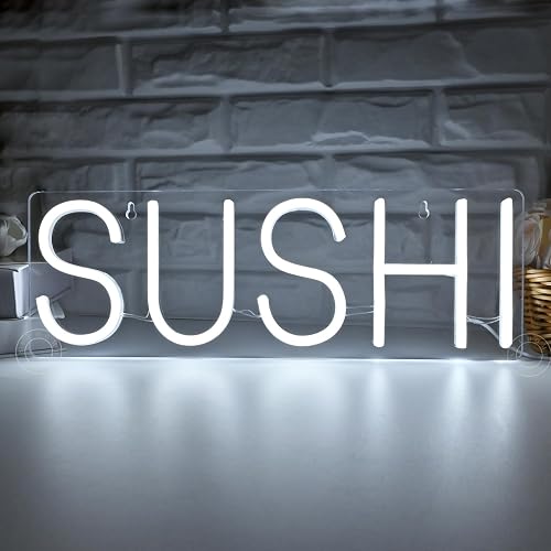 SYLHOME Sushi Led Neon Light Sign Business Light Up Sign Wall Windows Hanging Decor Restaurant Advertising Banner Sushi Table Japanese Themed Party
