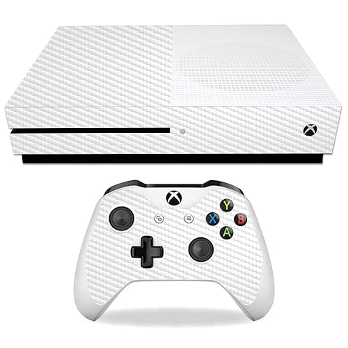 MightySkins Carbon Fiber Skin for Microsoft Xbox One S - White | Protective, Durable Textured Carbon Fiber Finish | Easy to Apply, Remove, and Change