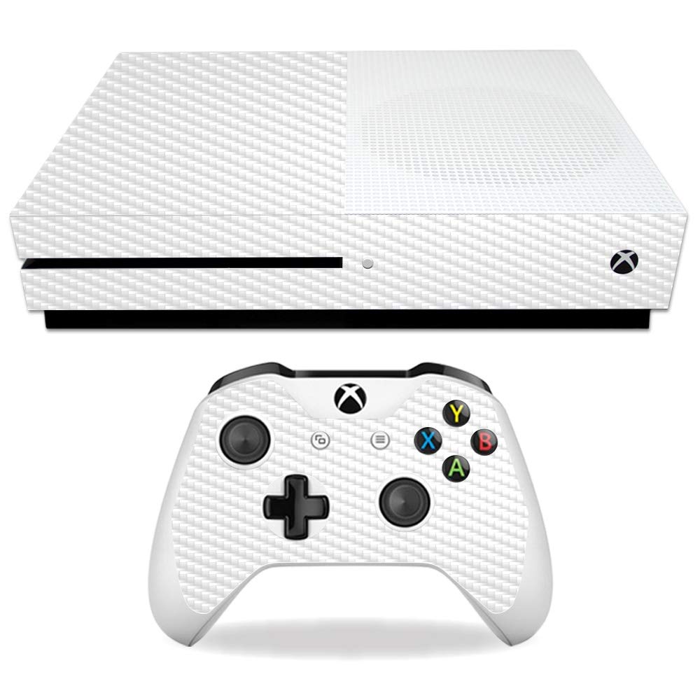 MightySkins Carbon Fiber Skin for Microsoft Xbox One S - White | Protective, Durable Textured Carbon Fiber Finish | Easy to Apply, Remove, and Change