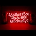 Wouldst Thou Like to Live Deliciously Neon Sign - Red Gothic Halloween Wall Decor, Spooky Witchy Horror Aesthetic Light for Home, Bar, or Party