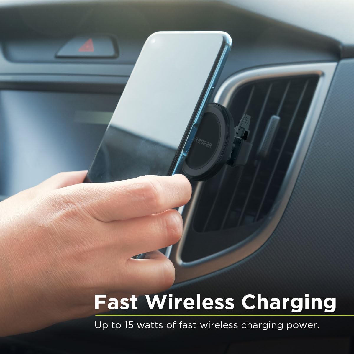 PureGear MagSafe Compatible Qi-Certified Fast Magnetic Wireless Round Car Charger for iPhone 17, Air,16,15, 15 Pro, 14, 14 Pro Max, 13, 12, Qualcomm