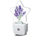 Losthll Purple Lavender Flower Night Lights Plug in Wall Lamp Smart Dusk to Dawn Sensor for Home Decorative,Kids Room Bedroom Bathroom Kitchen Hallway