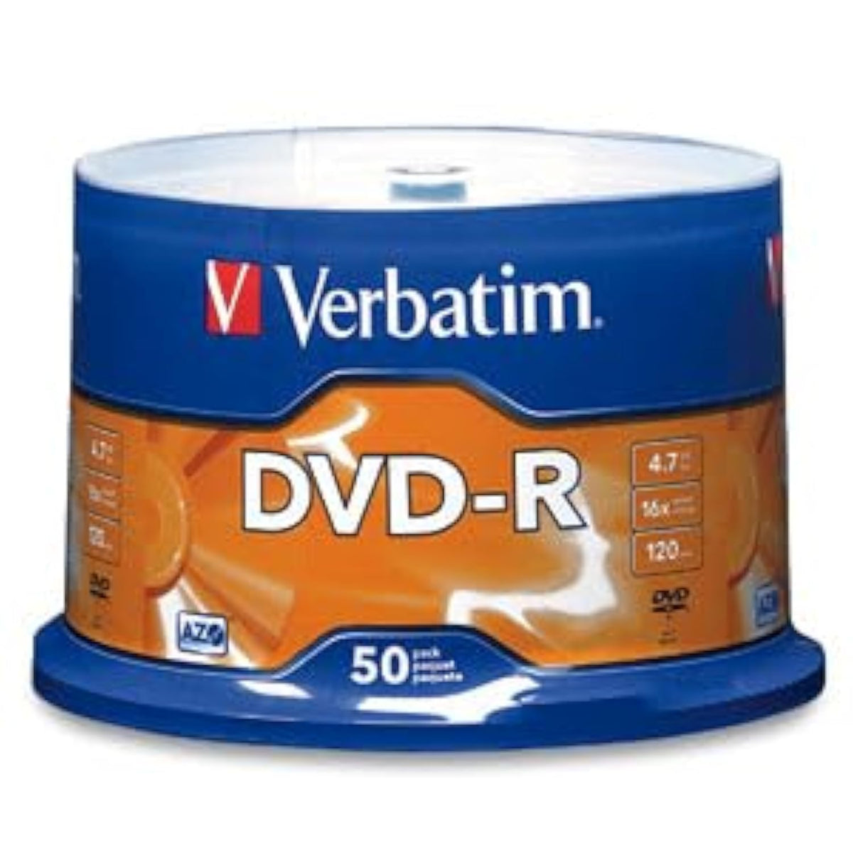 Verbatim DVD-R, 4.7 GB 16x Branded, Pack of 50 on Spindle