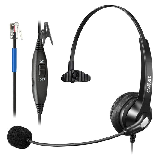 Callez RJ9 Phone Headset with Noise Cancelling Mic & Mute Switch, Corded Telephone Headset for Cisco 8851 8845 8841 8811 7965 7962 7945 7941 7841 7821