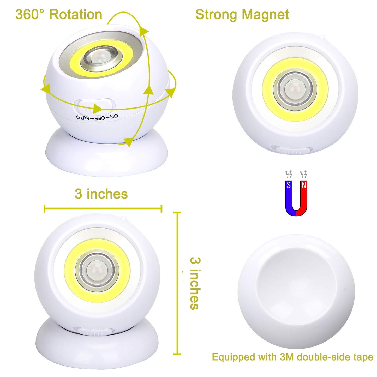 Lebote Motion Sensor Light Battery Powered Wall Light Battery Operated Motion Spotlight Waterproof Indoor/Outdoor LED Motion Lights for Garage Porch