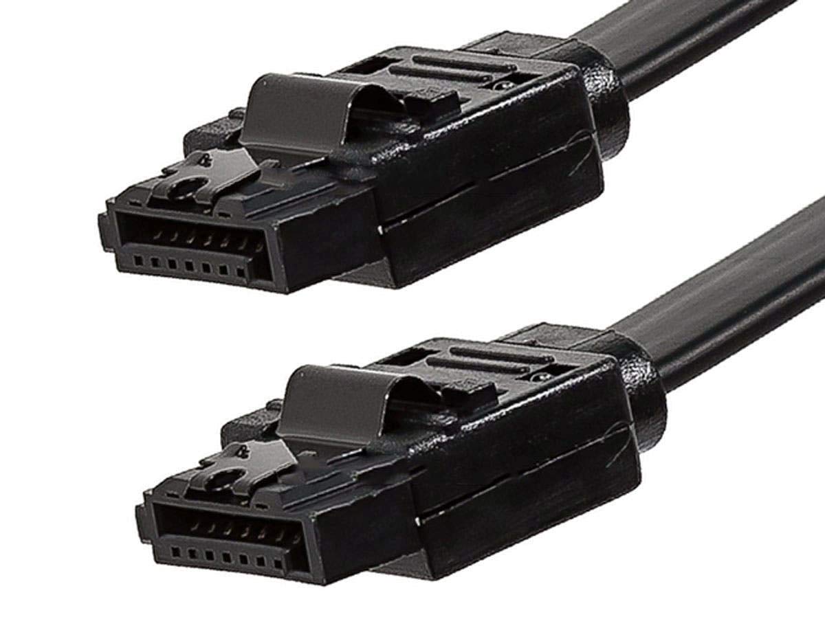 Monoprice SATA 6Gbps Straight Connector Cable with Lock Inchg Latch - 1.5 Feet - Black (10 Pack) Compatible with SATA HDD, SSD, CD Driver, CD Writer