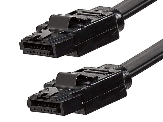 Monoprice SATA 6Gbps Straight Connector Cable with Lock Inchg Latch - 1.5 Feet - Black (10 Pack) Compatible with SATA HDD, SSD, CD Driver, CD Writer