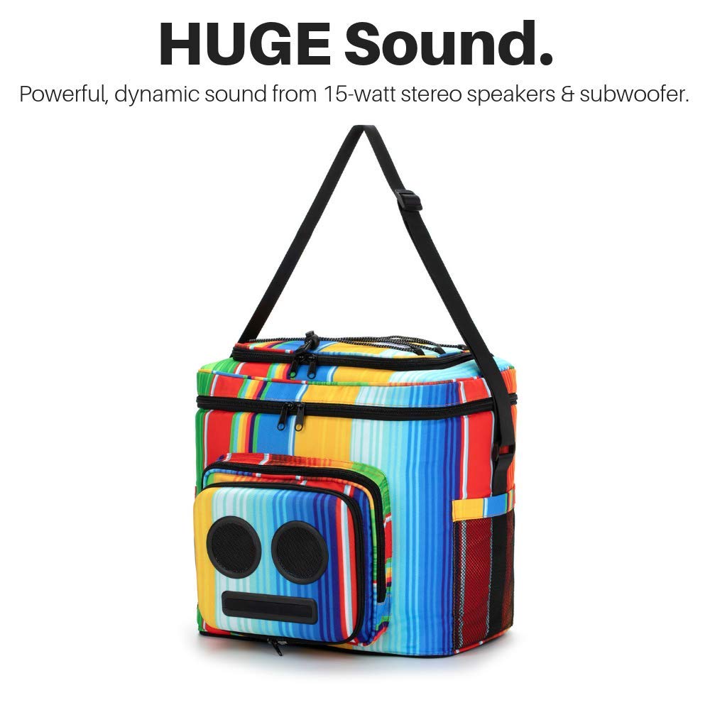 Super Real The #1 Cooler with Speakers & Subwoofer (Bluetooth, 20-Watt) for Parties/Festivals/Boat/Beach. Rechargeable Speaker Cooler, Works